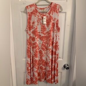 Style & Co. Women’s Coral and White Tie-Dye Midi Dress. Size XL $15
